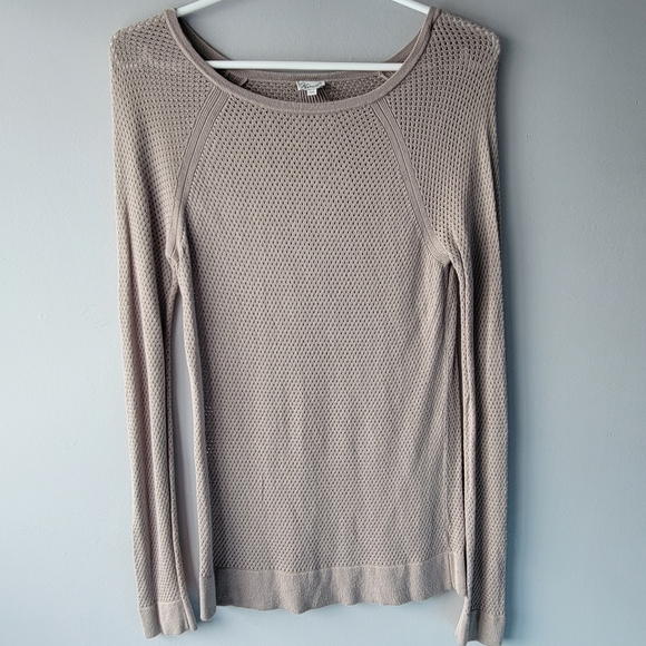 Kismet Taupe Mesh Knit Long-sleeve Top size S - Picture 7 of 11